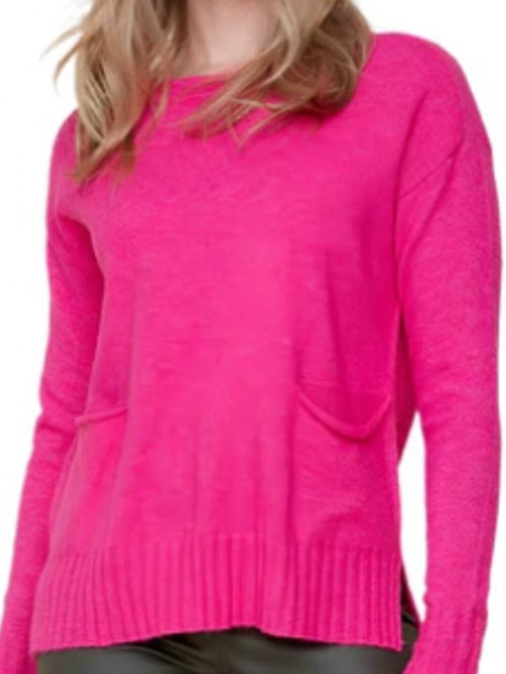 Renuar Orchid Front Pockets Crew Neck Long Sleeve Sweater Size Medium NWT